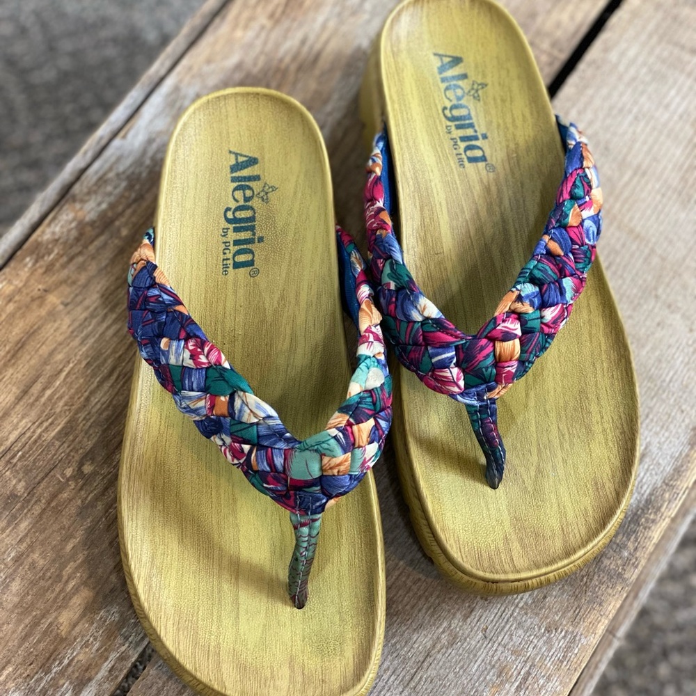 Alegria Basket Weave Floral Sandals with Contoured Comfort